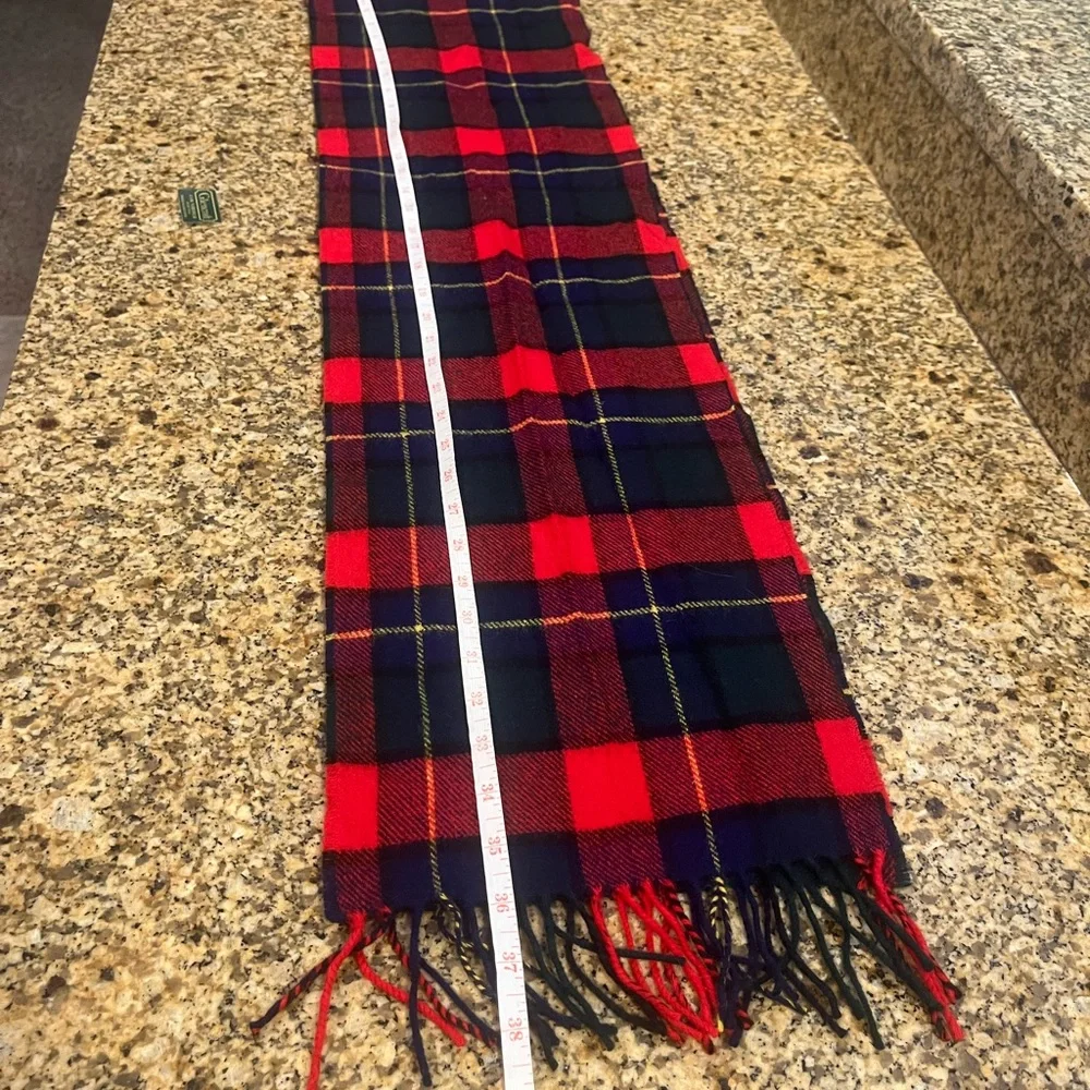 Vintage Glencroft Country Wear Red Tartan Plaid Wool Scarf Made Great Britain